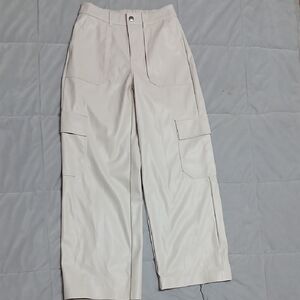 EUC Wild Fable Wide Leg Faux Leather Cream Color Cargo Size XS